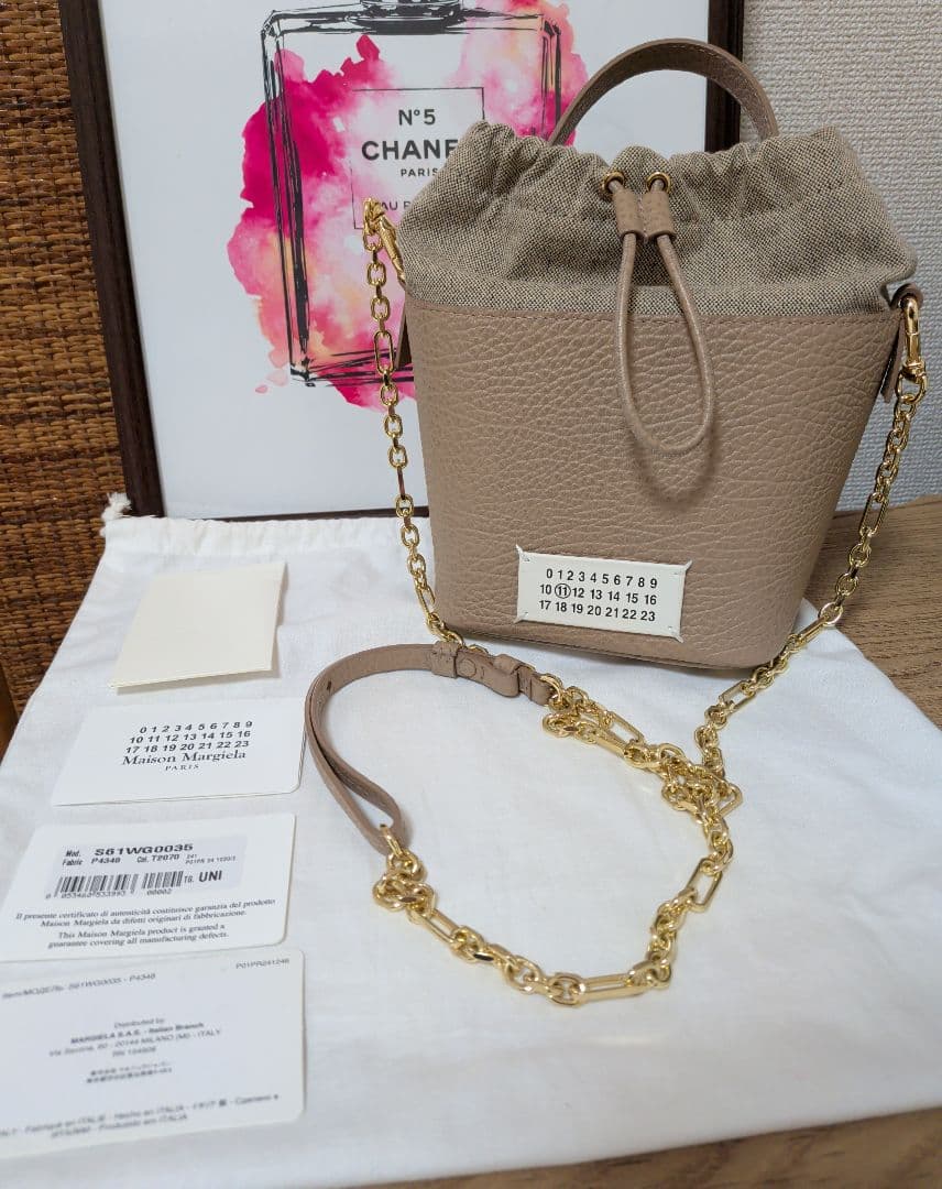 【美品】 Maison Margiela 5AC バケットバッグ ブラウン