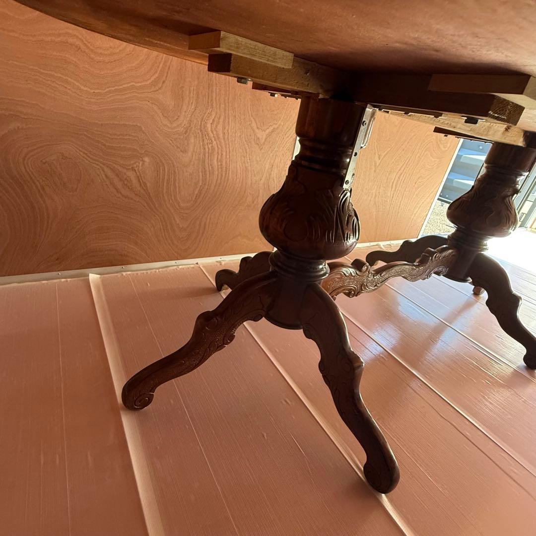 イタリア製 象嵌 猫脚ダイニングテーブル 楕円　約198cm