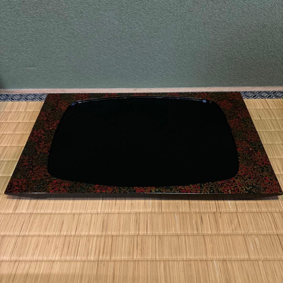 蔵出し！✴︎津軽塗・唐塗長手浅堀盆・卓上盆『おもてなし膳』5膳 ✴︎