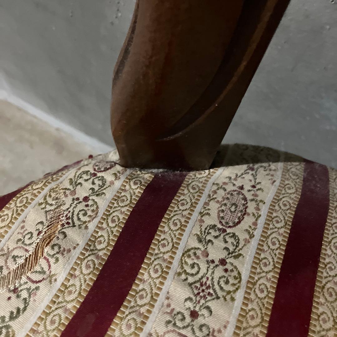 アンティーク 西洋 ダイニングチェア ストライプ レッド ヴィンテージ ネコ足