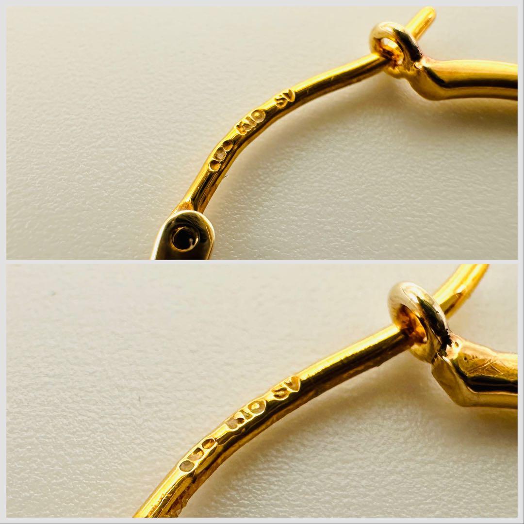 COCOSHNIK　オーバル　フープピアス　シルバー×K10　ゴールド