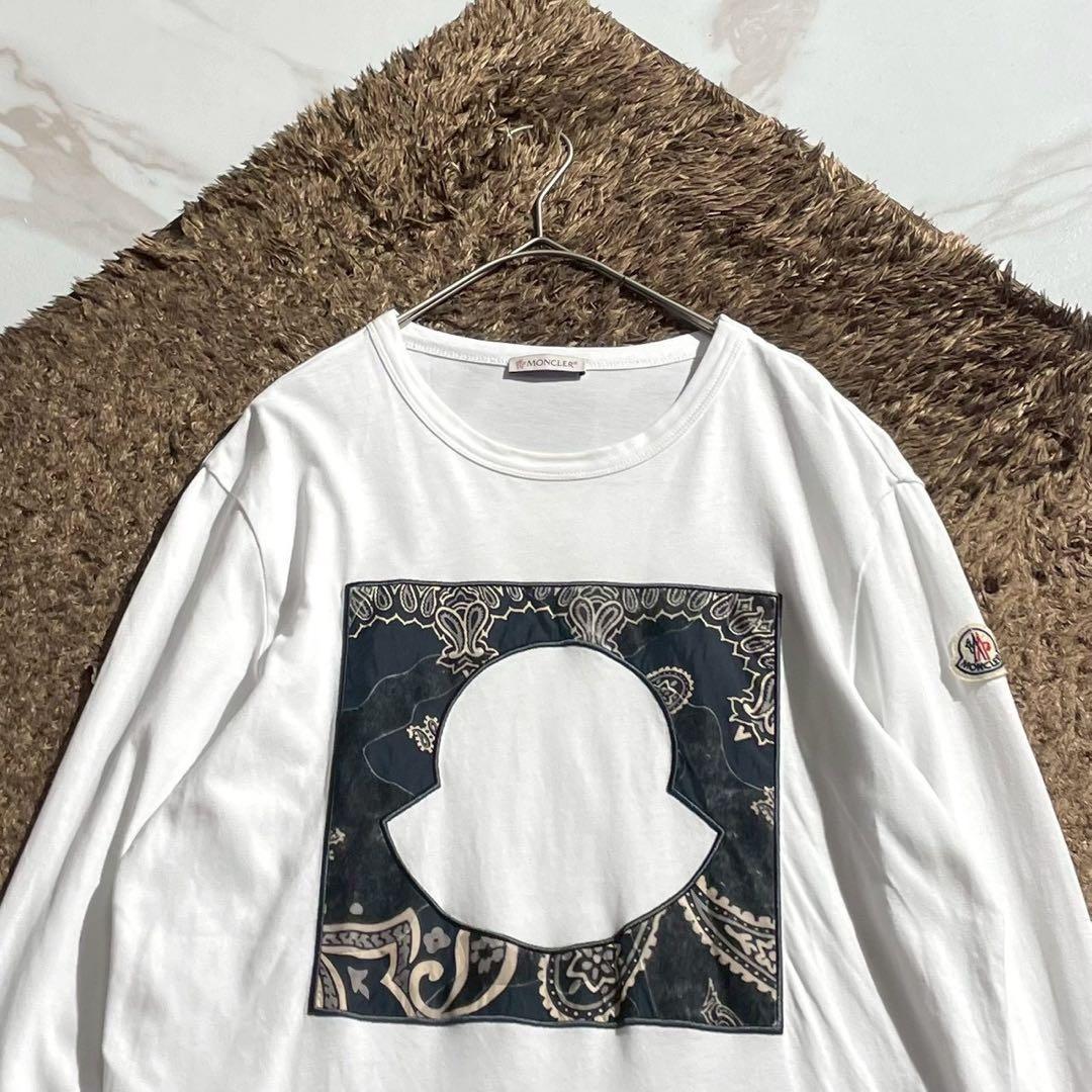 美品✨MONCLER ロンT ペイズリー柄ロゴ ワッペン T−SHIRT 長袖