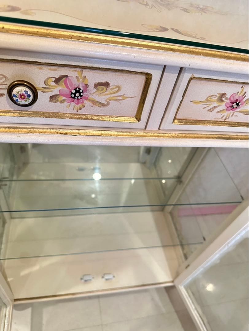 【mayumi】ロココ調 ガラスキャビネット猫脚 家具 お姫様 ローラアシ