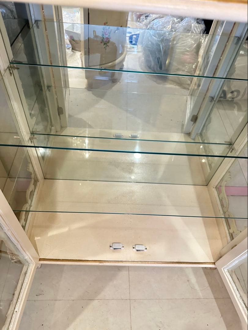 【mayumi】ロココ調 ガラスキャビネット猫脚 家具 お姫様 ローラアシ