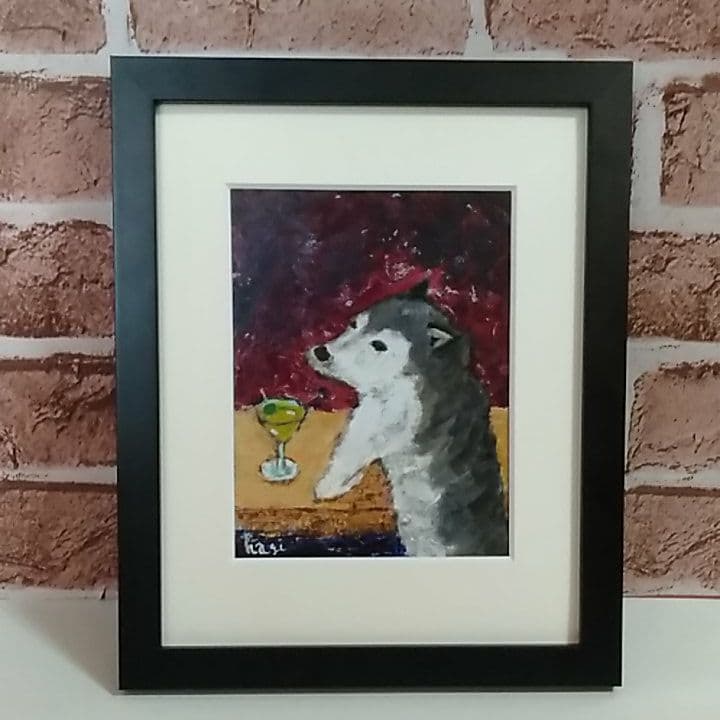 犬の絵　「深夜、とあるバーで」　原画