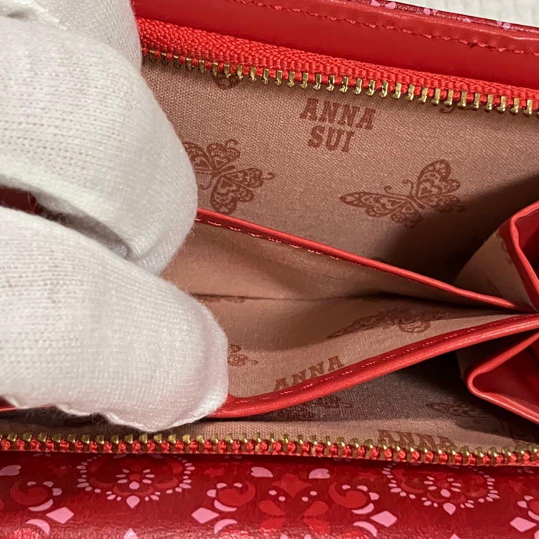 ・未使用　ANNA SUI アナスイ　レザー三つ折り財布　ルビー