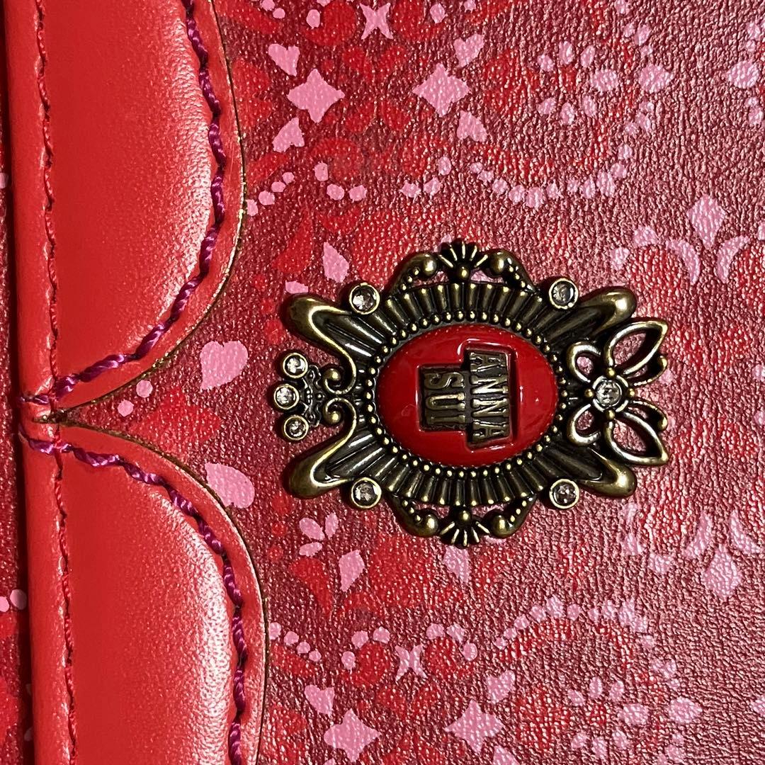 ・未使用　ANNA SUI アナスイ　レザー三つ折り財布　ルビー