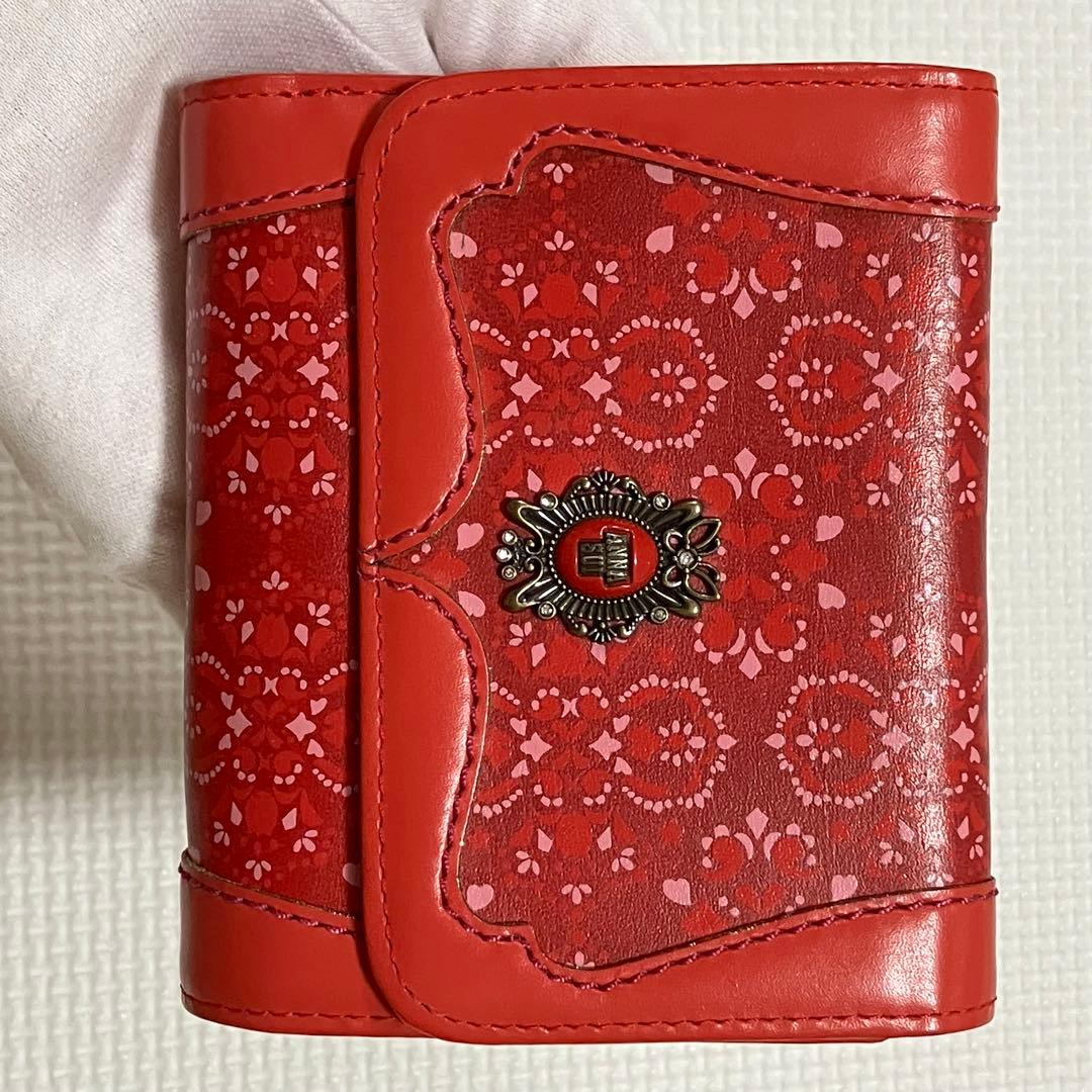 ・未使用　ANNA SUI アナスイ　レザー三つ折り財布　ルビー