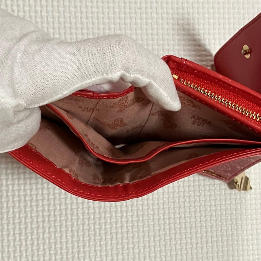 ・未使用　ANNA SUI アナスイ　レザー三つ折り財布　ルビー