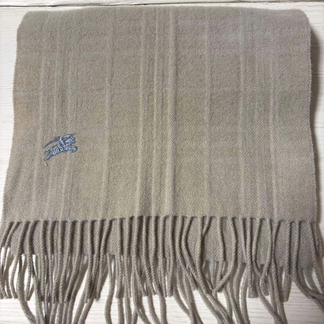 BURBERRYカシミヤ100%チェック柄マフラー美品【極上マフラー】ホースロゴ