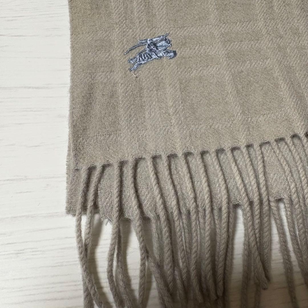 BURBERRYカシミヤ100%チェック柄マフラー美品【極上マフラー】ホースロゴ