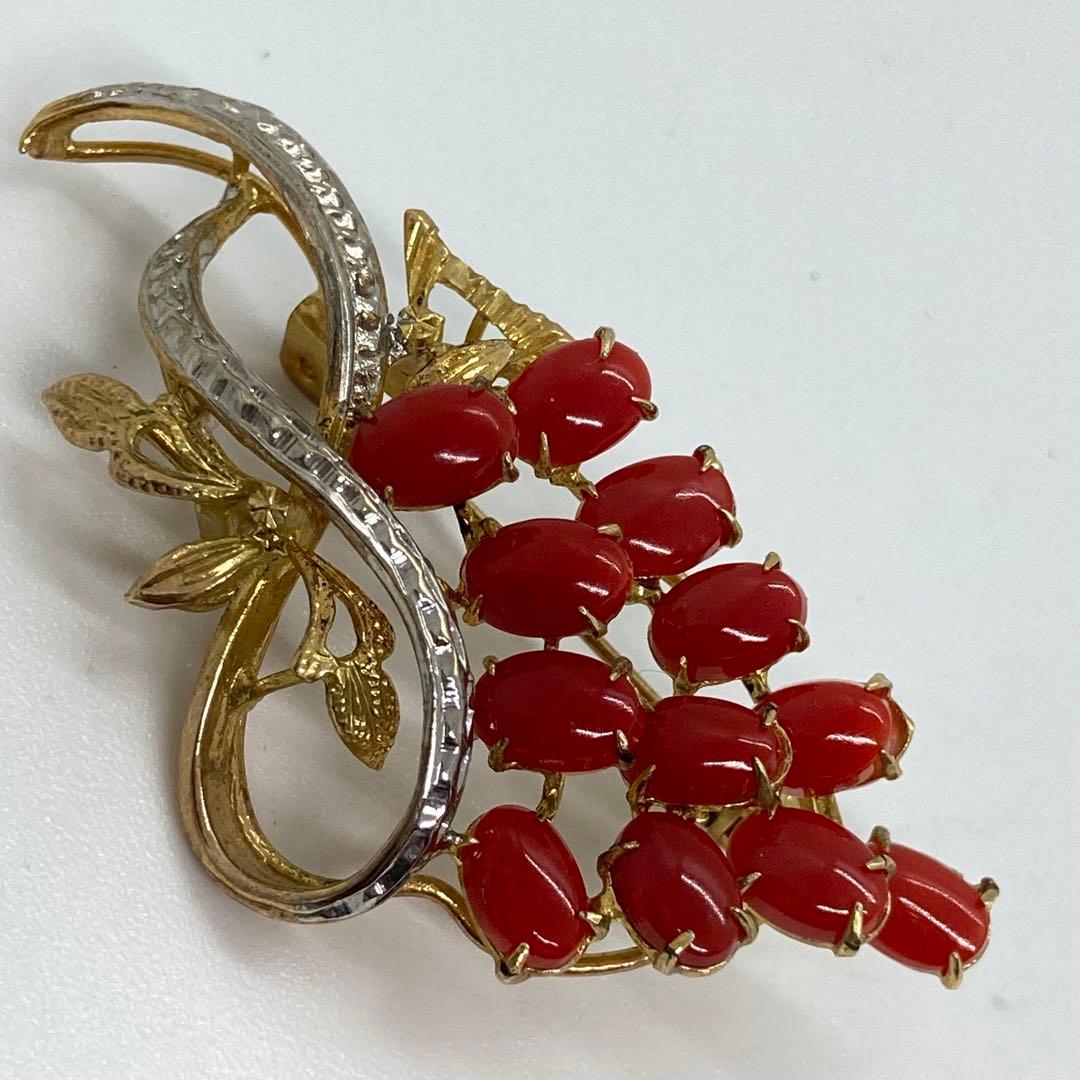 031509 血赤珊瑚　さんご　サンゴ　ビンテージ　ブローチ　帯留め