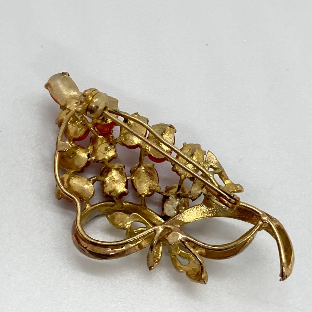 031509 血赤珊瑚　さんご　サンゴ　ビンテージ　ブローチ　帯留め