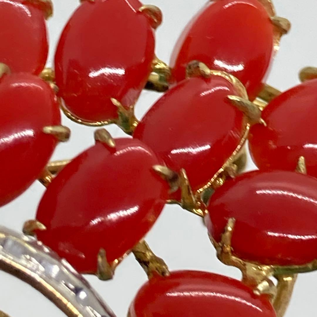 031509 血赤珊瑚　さんご　サンゴ　ビンテージ　ブローチ　帯留め