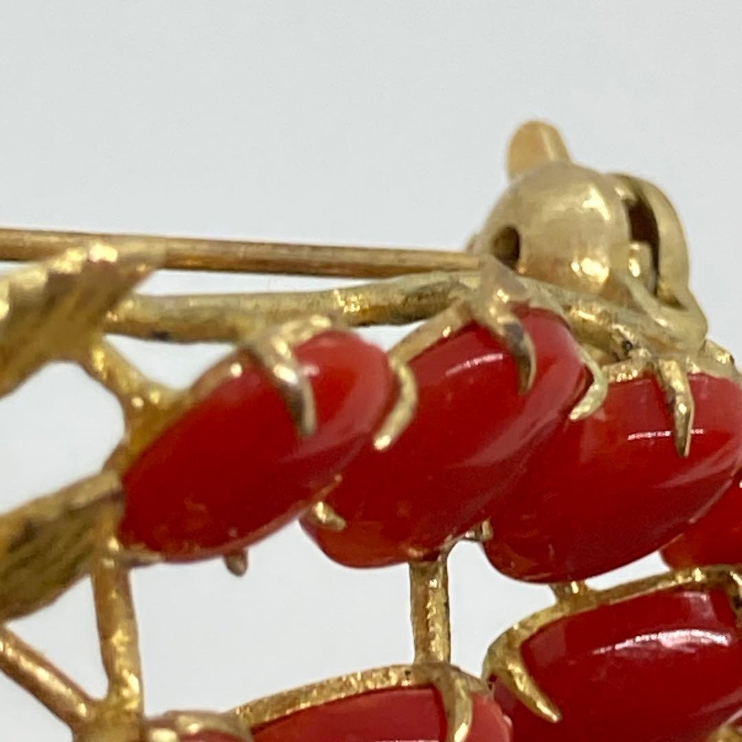 031509 血赤珊瑚　さんご　サンゴ　ビンテージ　ブローチ　帯留め