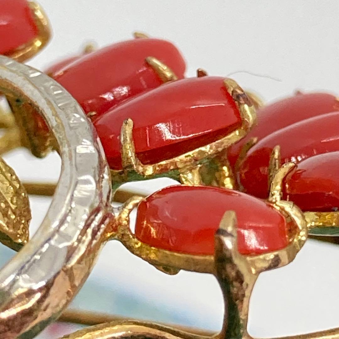 031509 血赤珊瑚　さんご　サンゴ　ビンテージ　ブローチ　帯留め