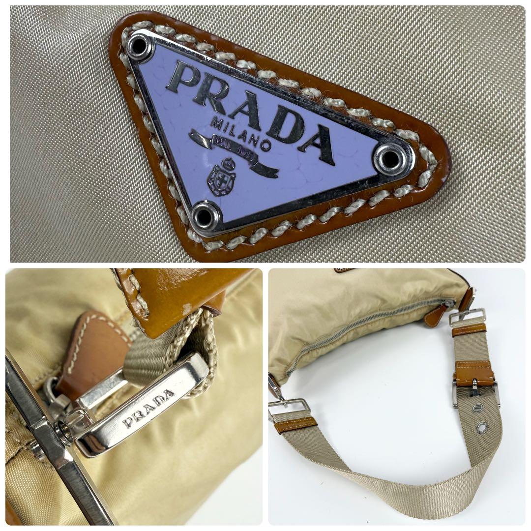 PRADA プラダ 三角ロゴ ワンショルダー バッグ ナイロン ベージュ y2k