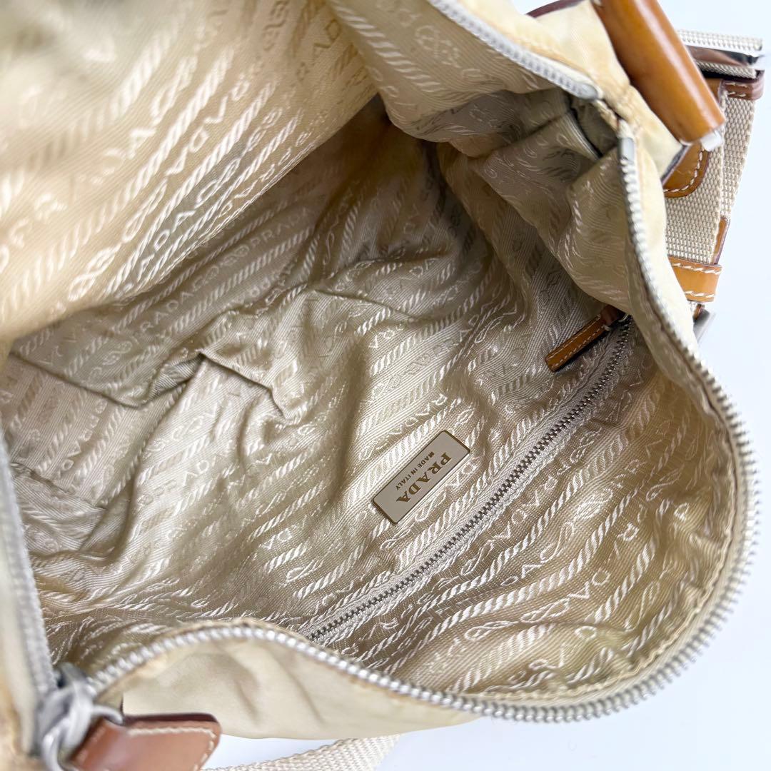 PRADA プラダ 三角ロゴ ワンショルダー バッグ ナイロン ベージュ y2k