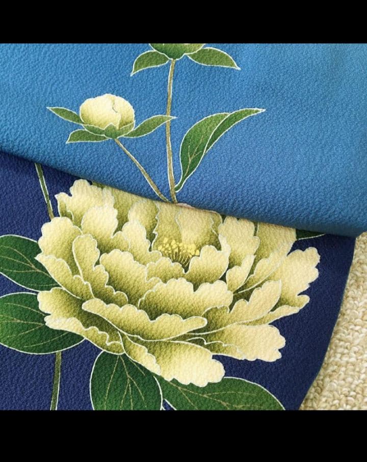 早い者勝ち★ちりめん 牡丹 二尺袖 Sサイズ 長襦袢付き ショート丈★美品