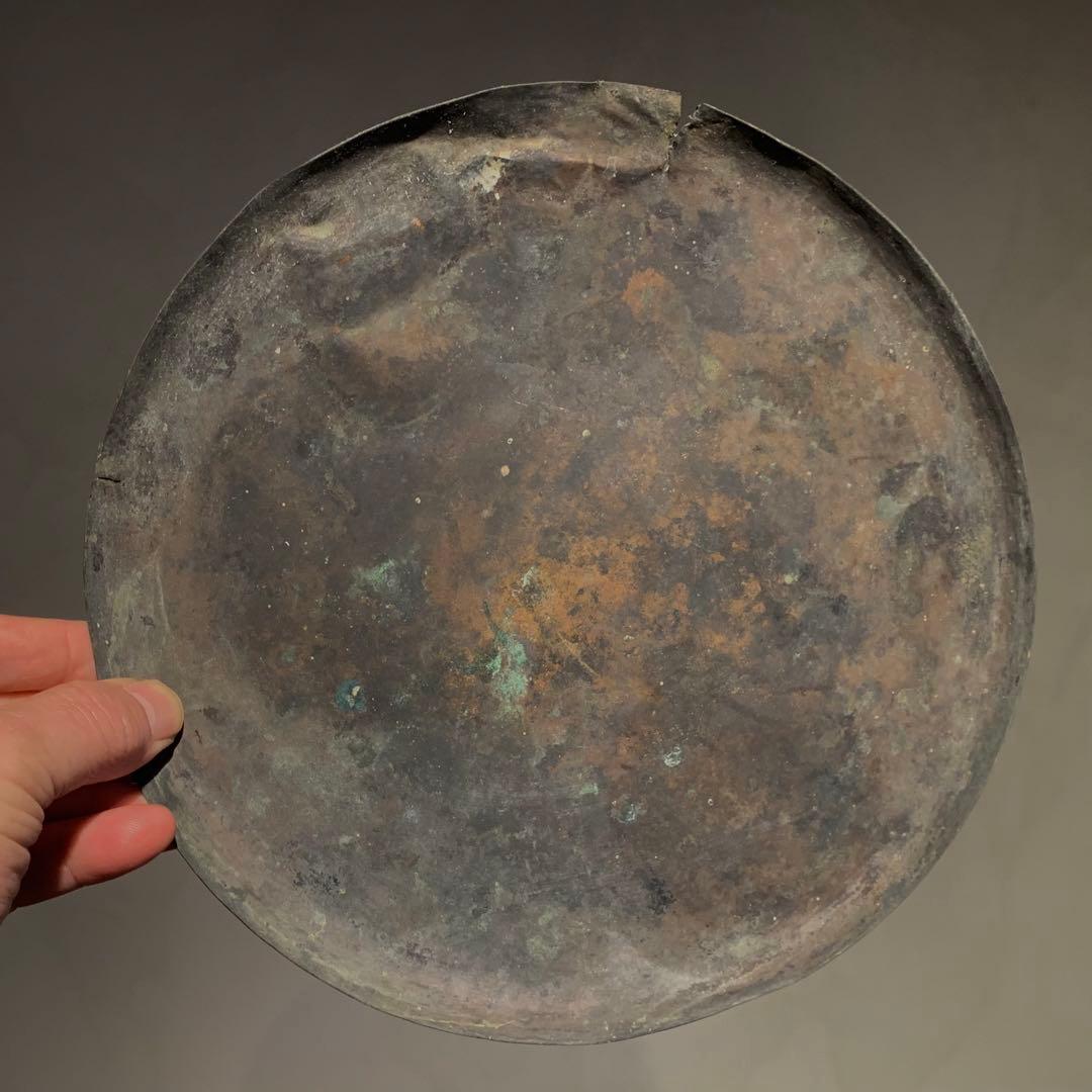 緑青が出た 古い 銅 トレイ 独酌盆 古道具 アンティーク 古美術