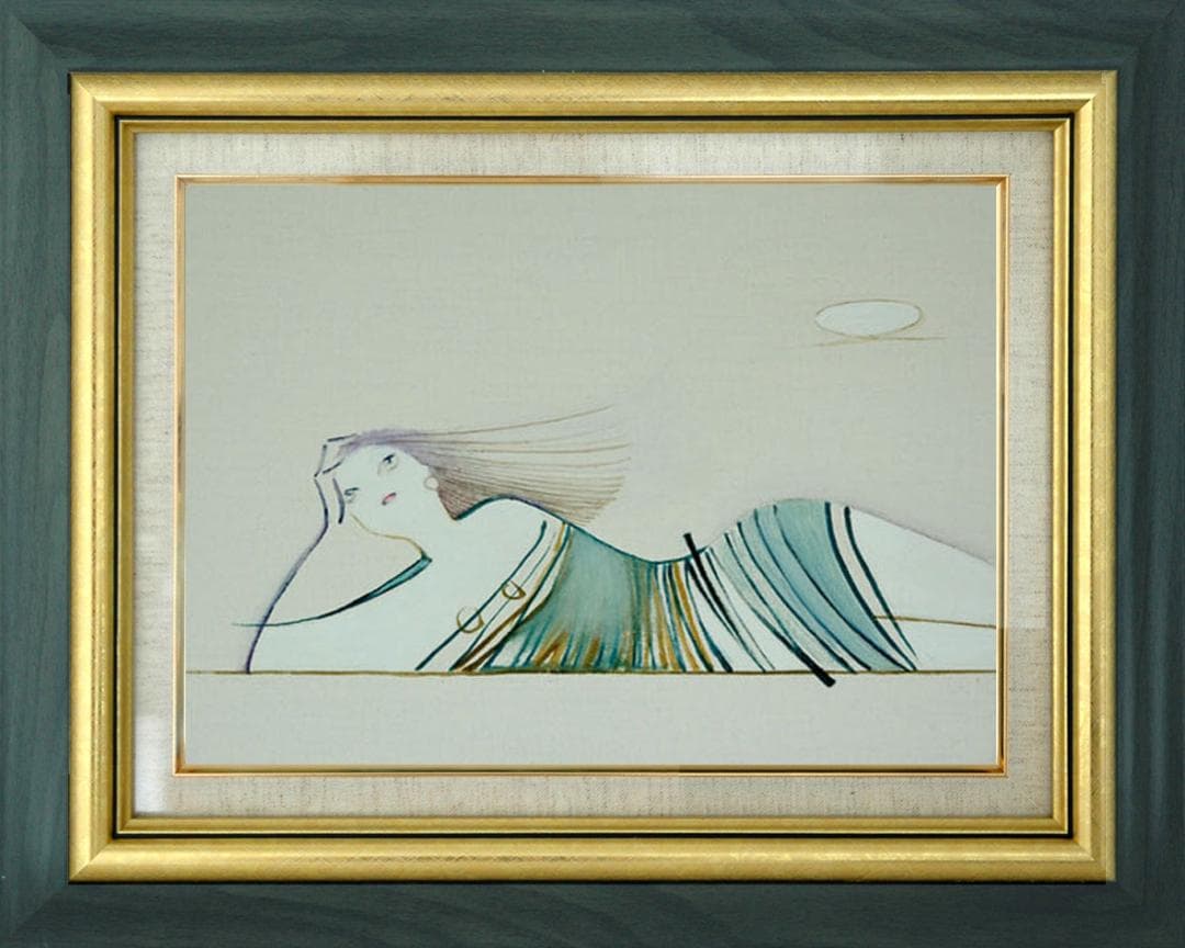 油絵 菅家令子 絵 絵画 インテリア 額付(黒) F3-041114 人物 女性