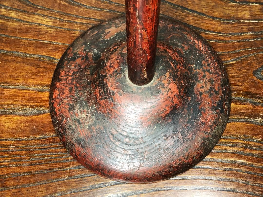 【 江戸期木製燭台 】　67.5ｃｍ　蝋燭残