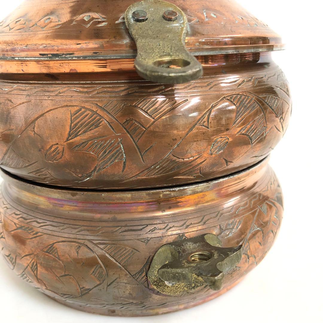 【現状品】真鍮製お弁当箱2段　アンティーク　インテリア　ビンテージ