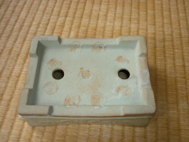 希少1960年頃◆水野正雄 陶翠 長方白交趾 蘭・菊・梅・竹「四君子」彫入盆栽鉢