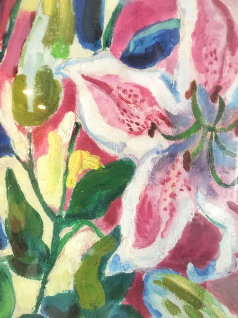 百合　F10 油彩画　額縁付き