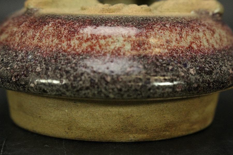 中国美術 紫斑釉 龍蓋 香炉 高25cm(LC126)