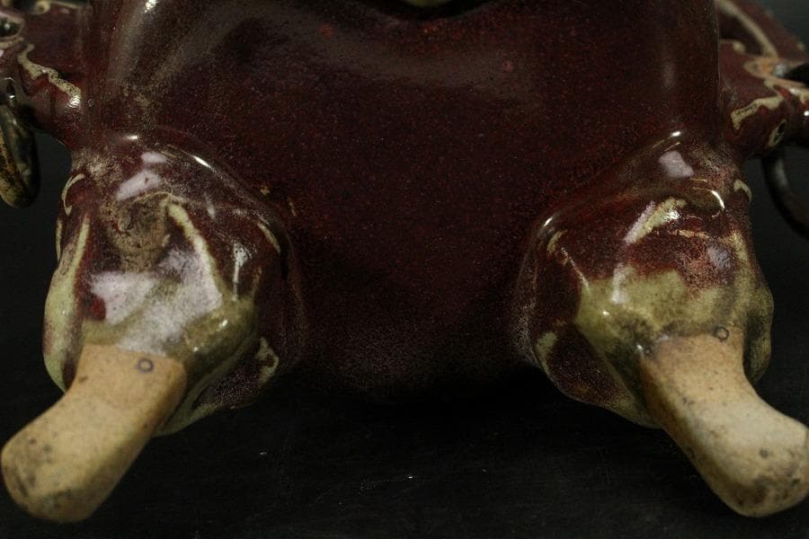 中国美術 紫斑釉 龍蓋 香炉 高25cm(LC126)