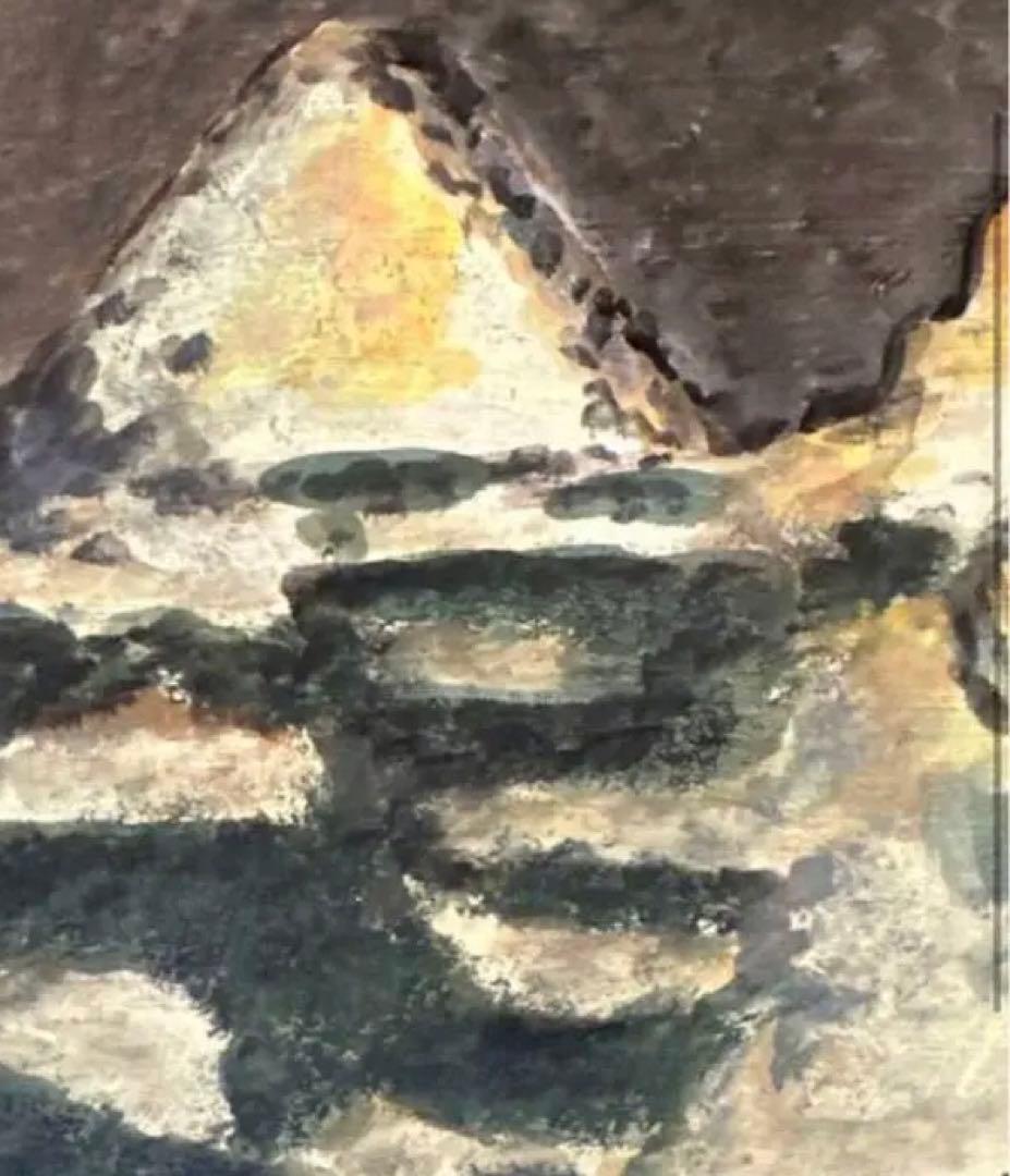 インカの石街 鳥海青児 油彩画 彫刻額 サイン入り