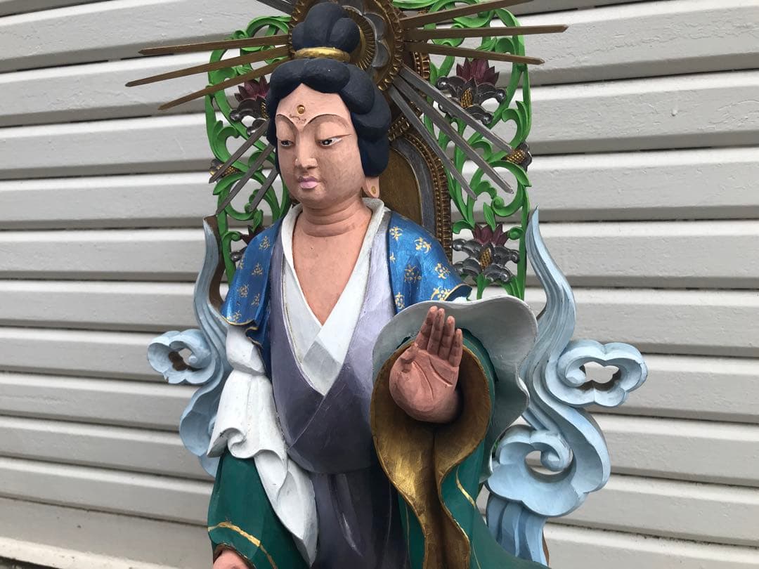 観音像　木彫　彩色仏像　全身　置物