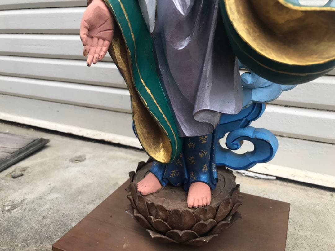 観音像　木彫　彩色仏像　全身　置物