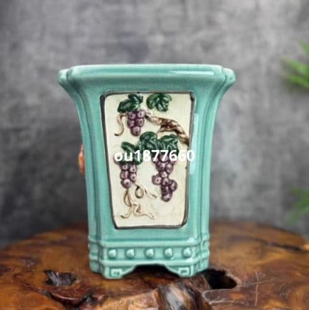 四方柱形陶器鉢 盆栽鉢 青磁鉢 山野草鉢 多肉植物 植木鉢 小品大品盆栽鉢 置物