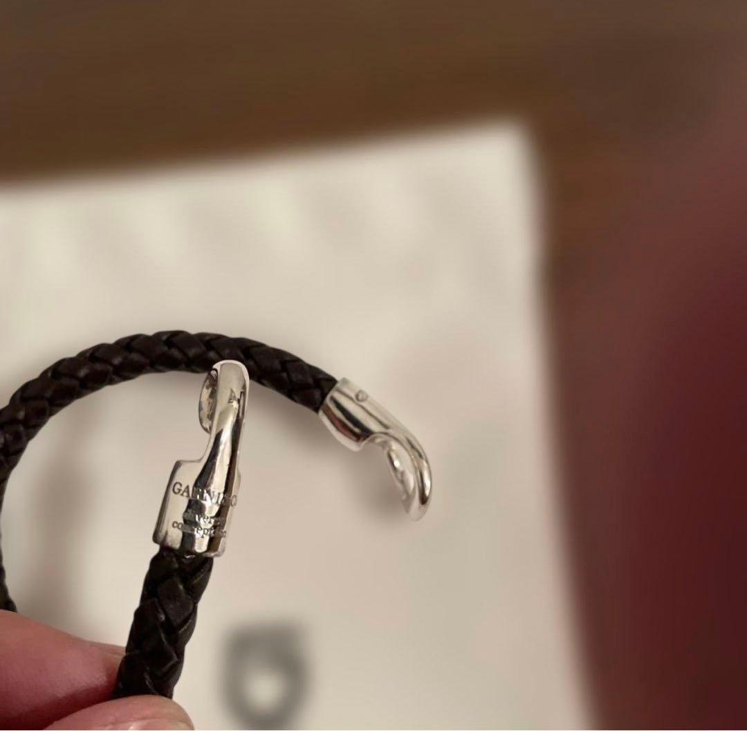 GARNI ダークブラウンレザーブレスレット　ガルニ　シルバー 編み込みタイプ