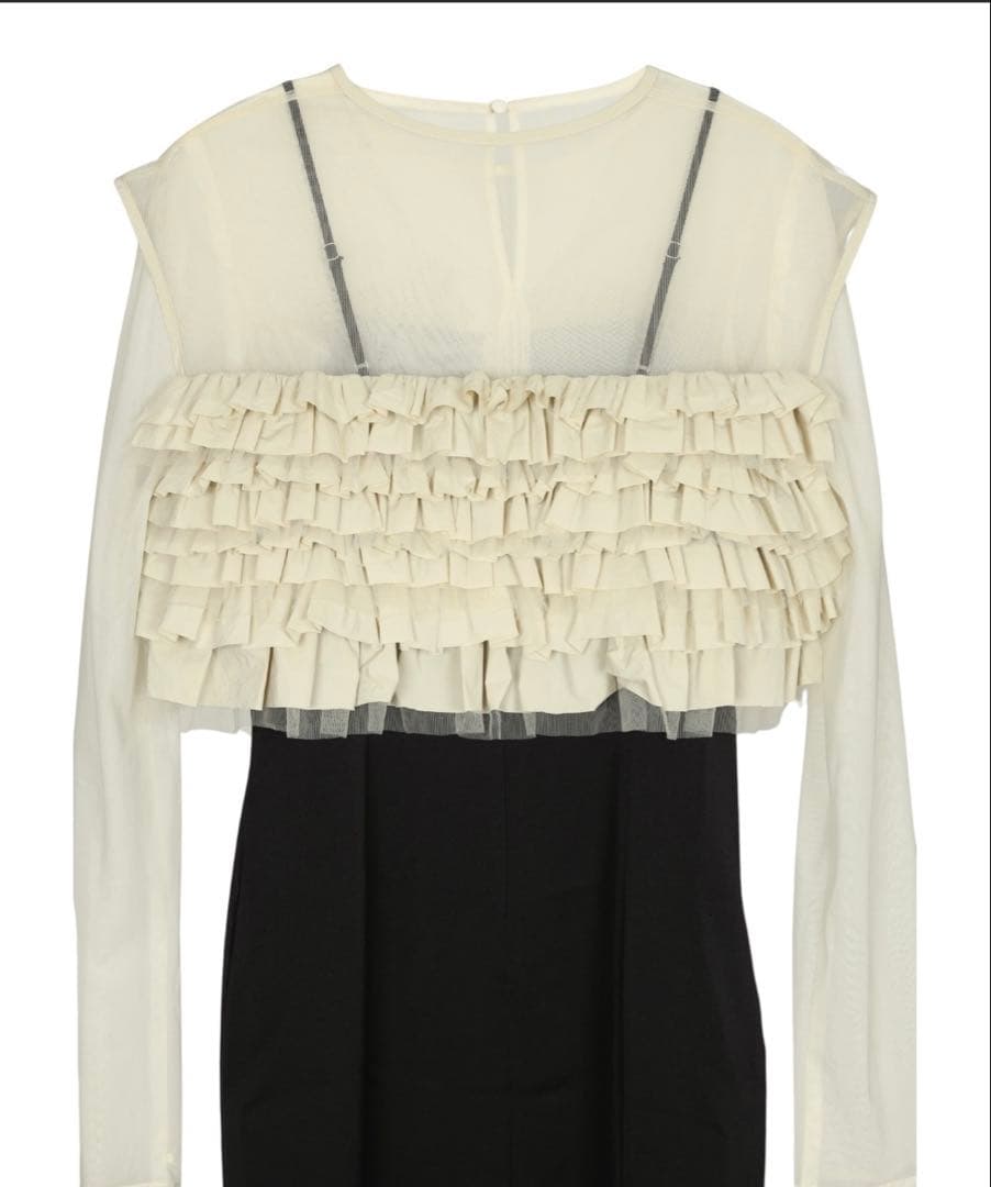 【美品】アンドレスド /ANDRESD タフタチュールベストセットドレス