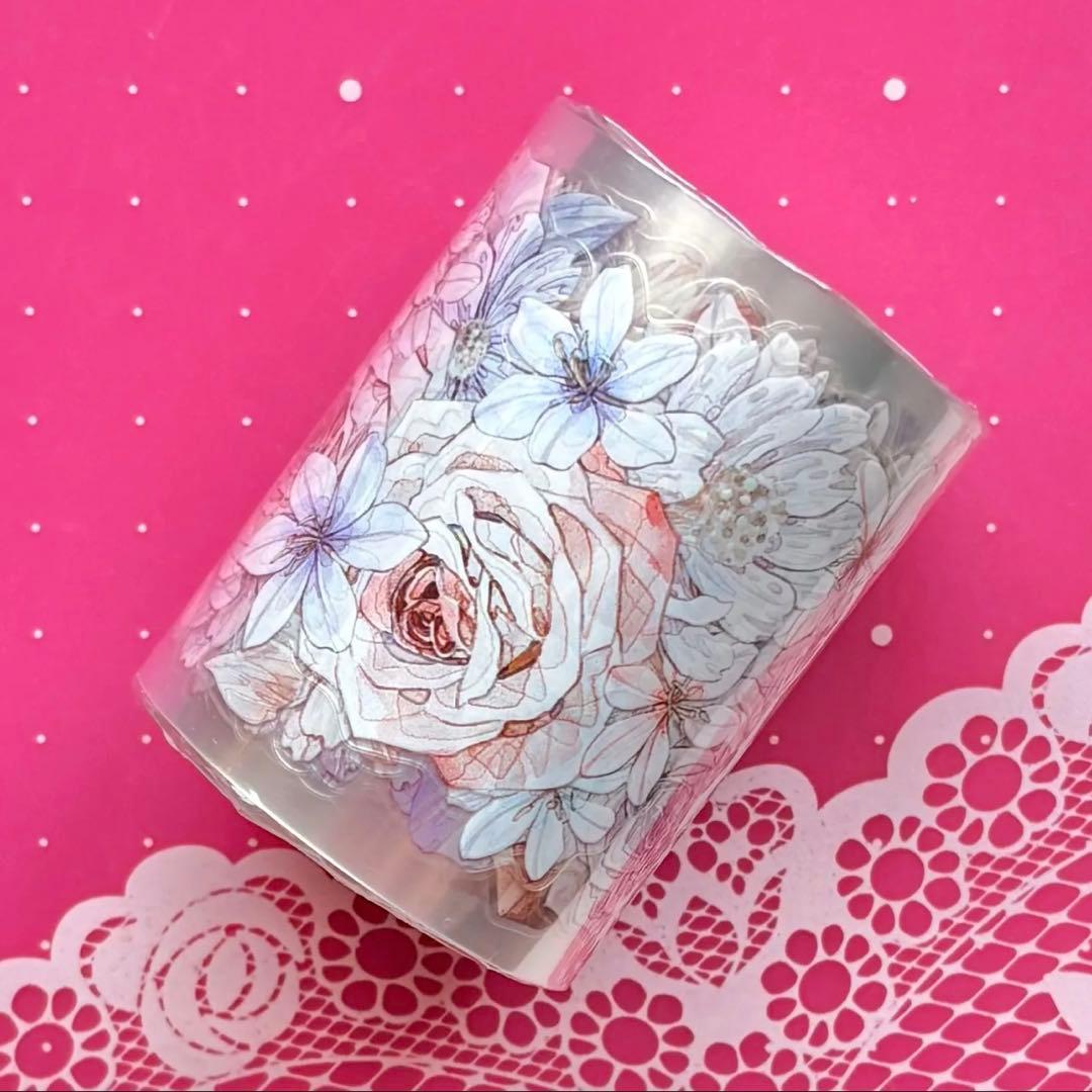 贝壳光 韶光 ダイカット加工 6cm×5m 海外マスキングテープ　海外マステ　花