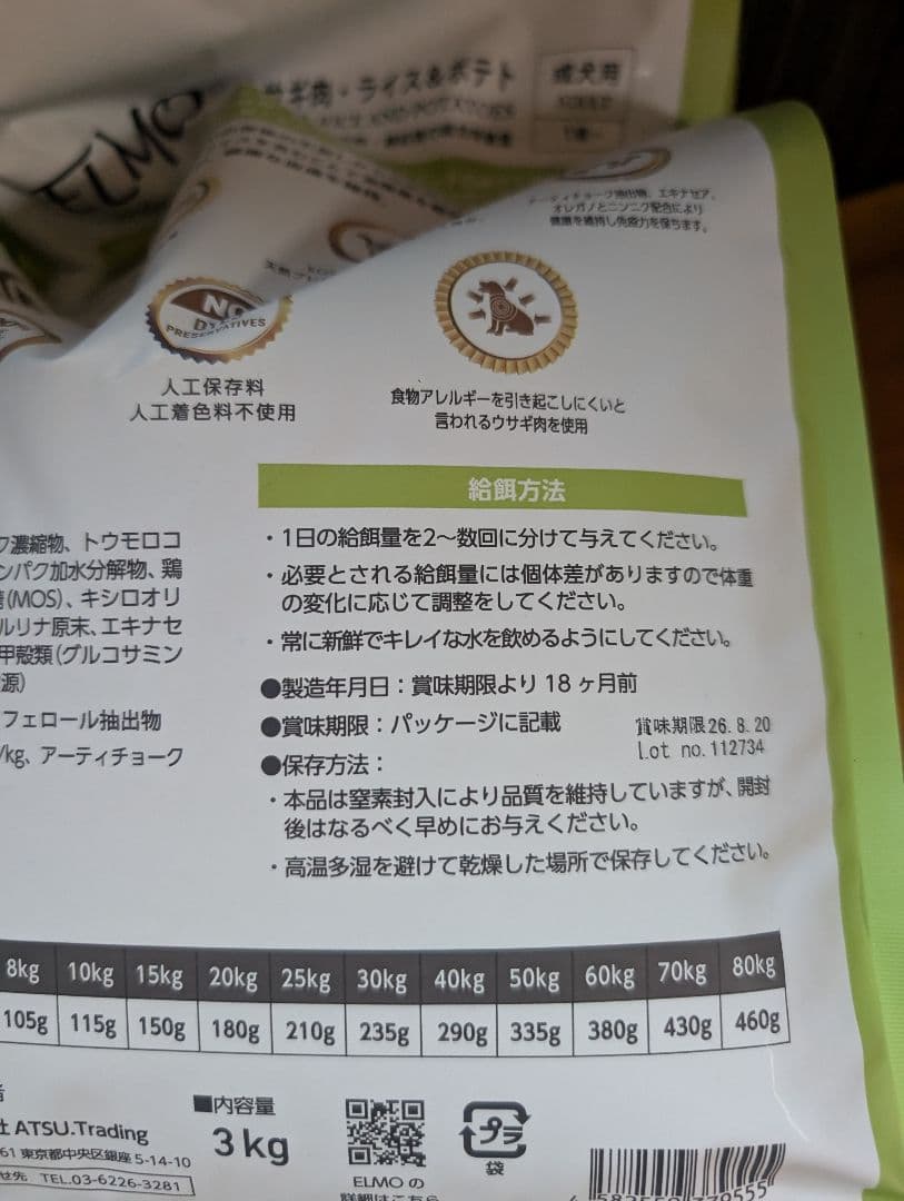 ELMO ウサギ肉　10.6kg ドッグフード エルモ　去勢避妊ダイエット