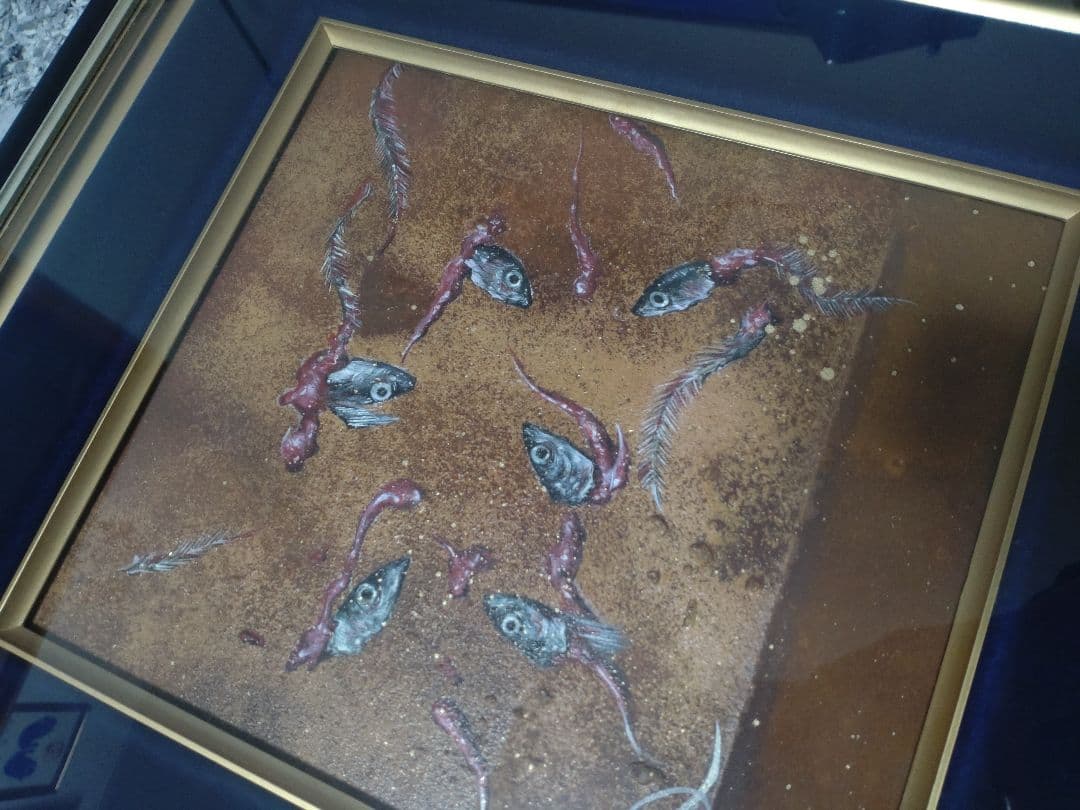 油絵【キビナゴ】一点物の原画/真作保証/作者サイン入り/油彩画