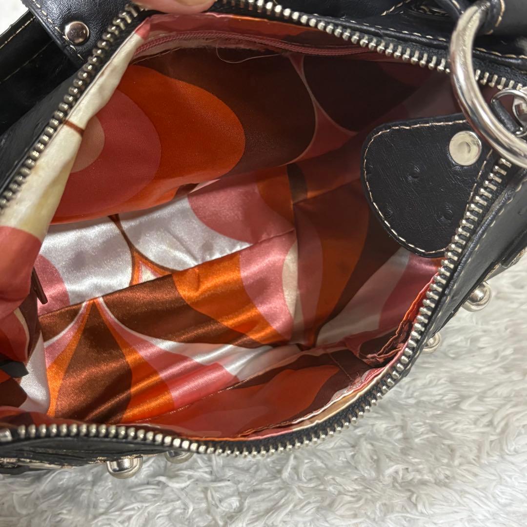 GUESS ゲス　Y2K ショルダーバッグ スタッズ　オーストリッチ型押し