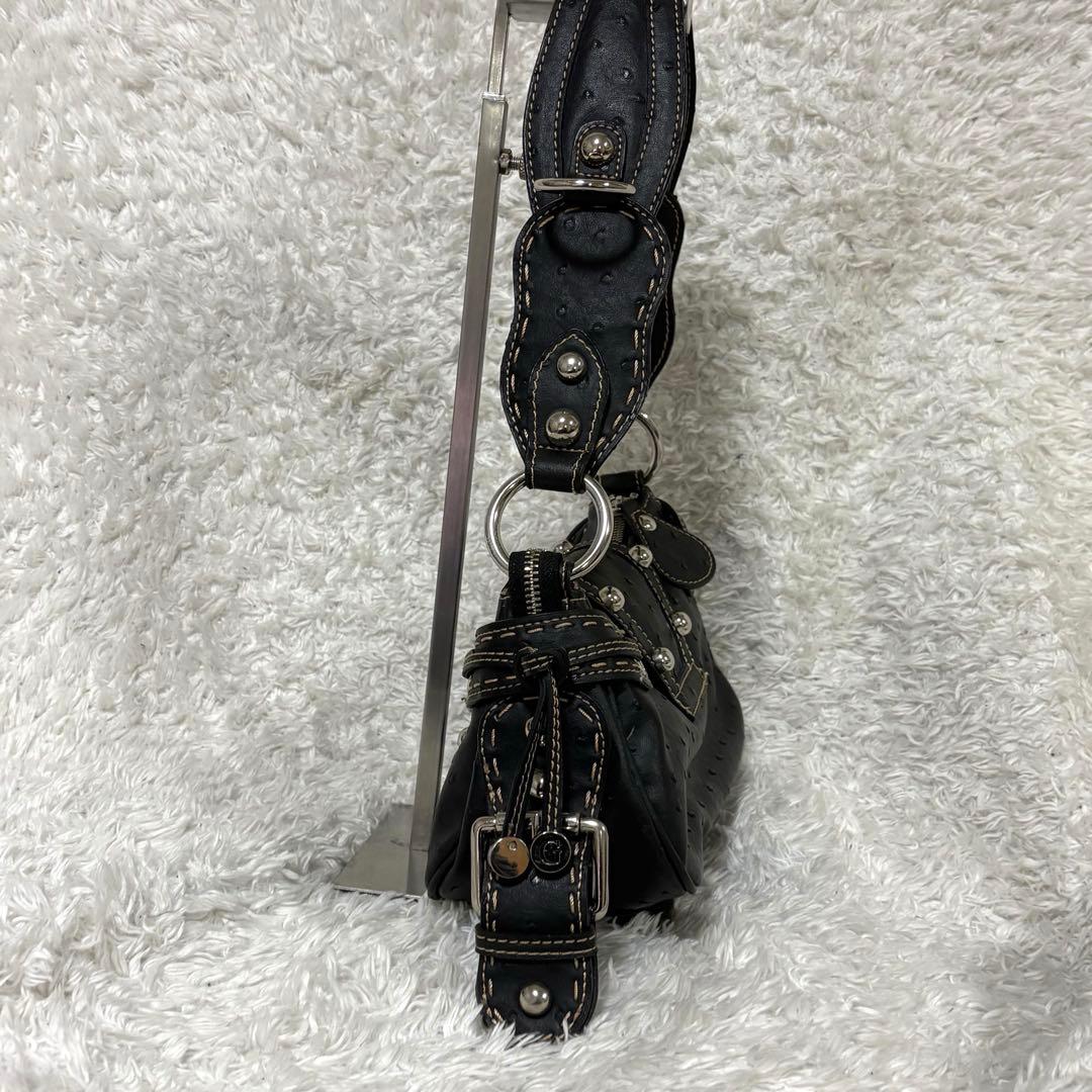 GUESS ゲス　Y2K ショルダーバッグ スタッズ　オーストリッチ型押し