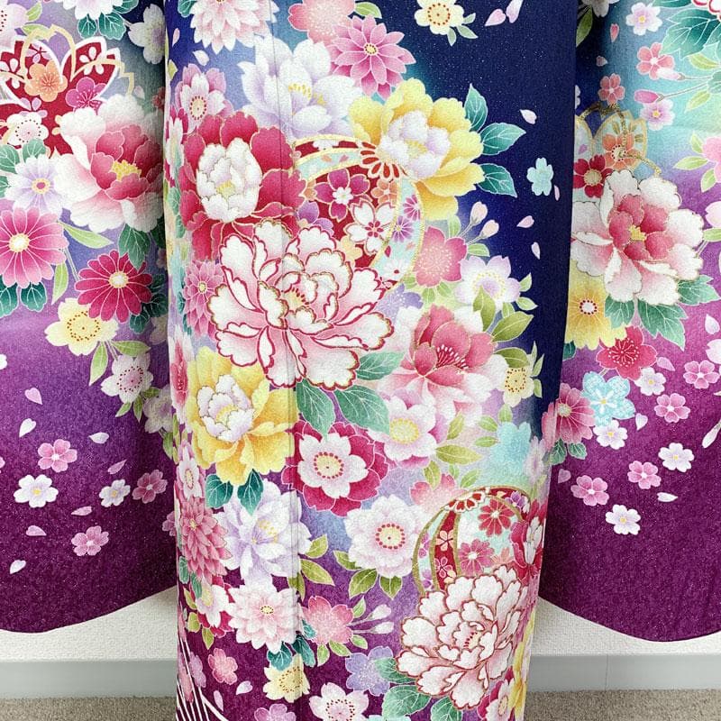 512z12☆京都きもの友禅 振袖 銀通し 古典柄 ラメ刺繍☆美品 成人式結婚式