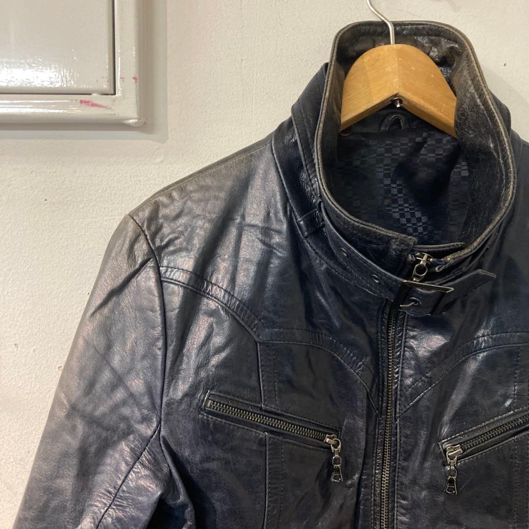 y2k グランジ　TORNADO MART ライダース　レザー　サイズL D7
