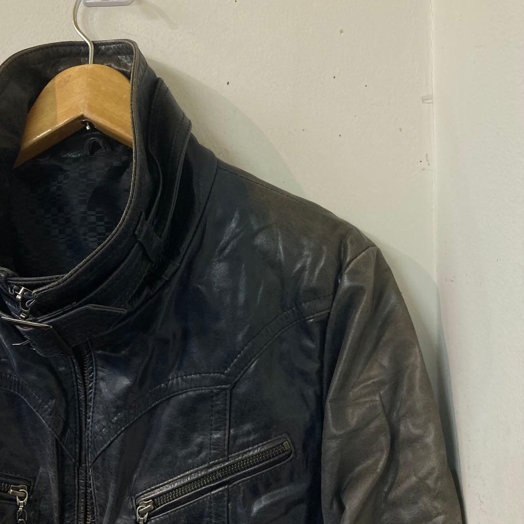 y2k グランジ　TORNADO MART ライダース　レザー　サイズL D7