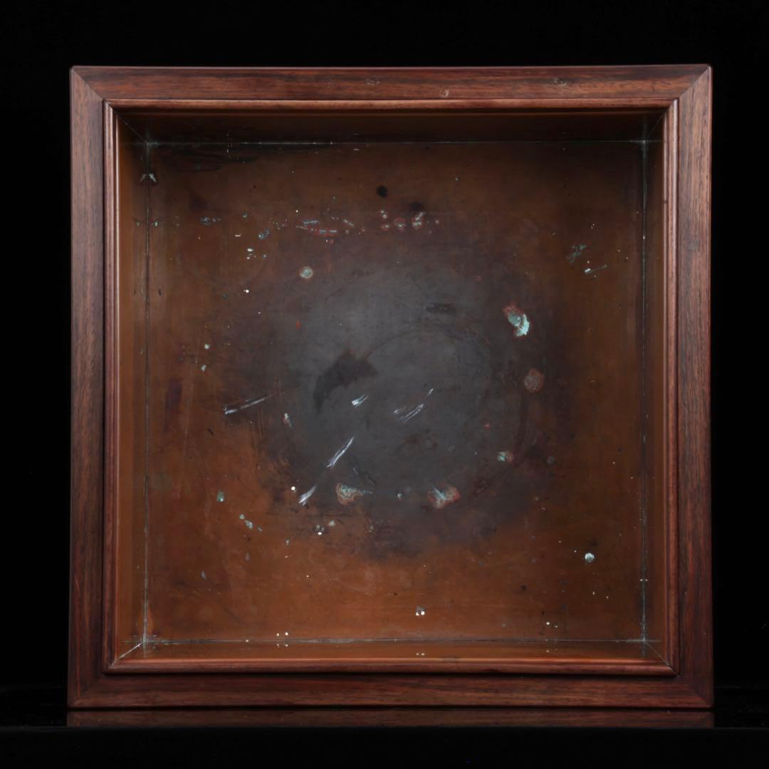 唐木細工師【阿達祥山】 玉葡萄紫檀草飾四方形 火鉢 幅43.5cm 瓶掛 囲炉裏