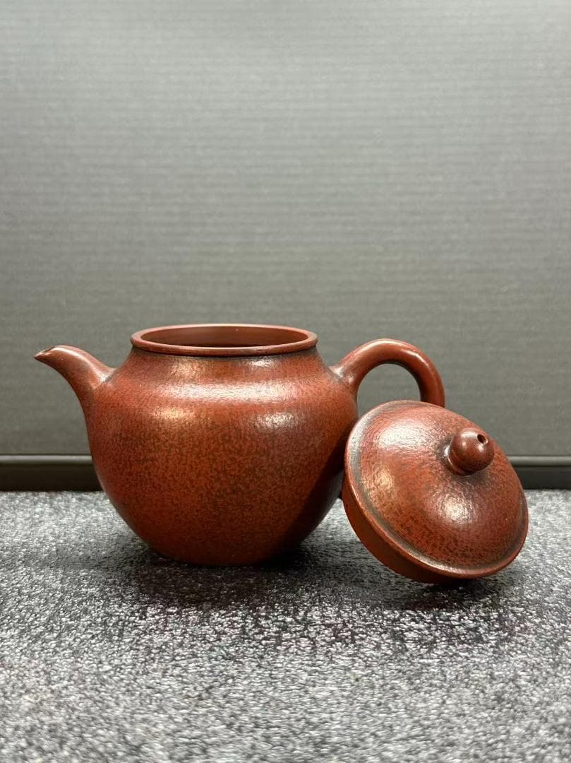 【孟臣 底款 刻漢詩 日色冷青松】紫砂壷 朱泥 段泥 煎茶道具 急須 単孔口