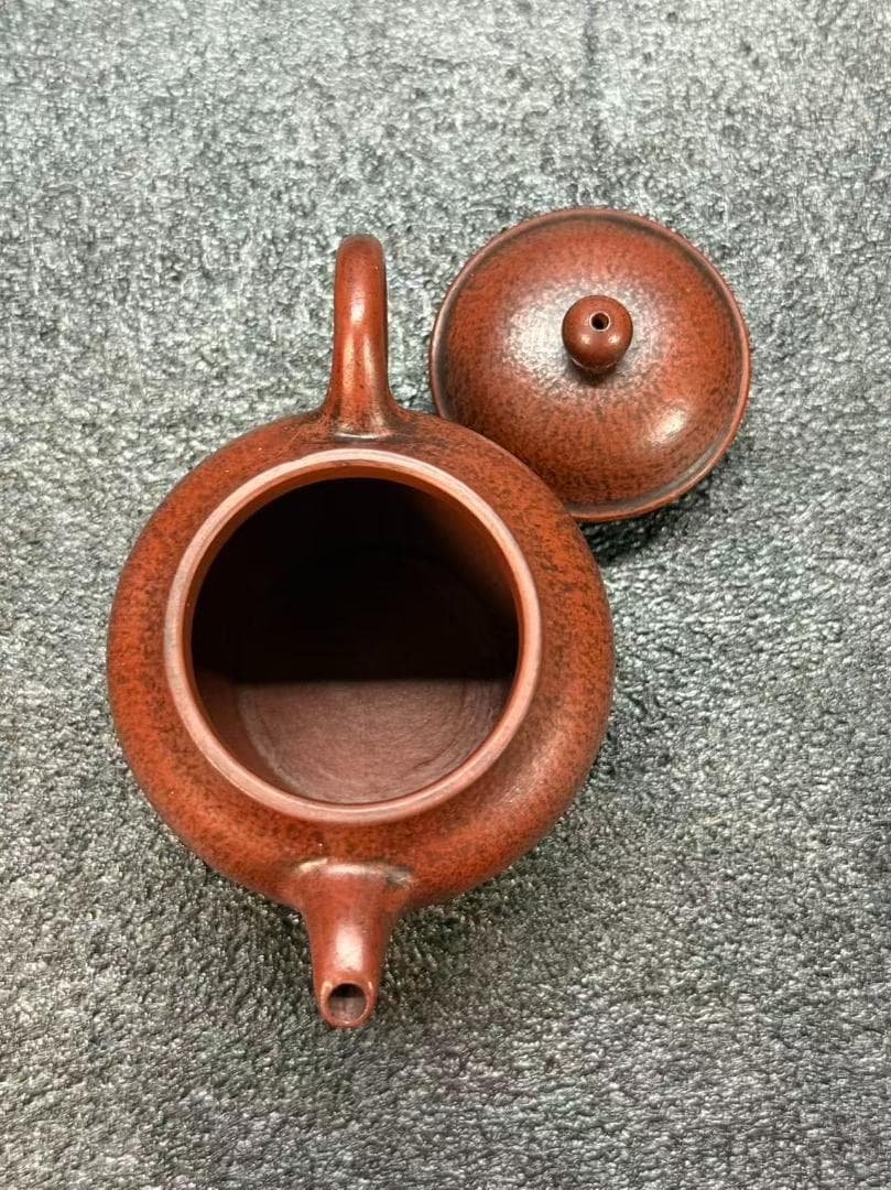 【孟臣 底款 刻漢詩 日色冷青松】紫砂壷 朱泥 段泥 煎茶道具 急須 単孔口