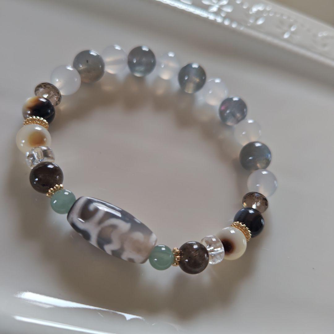 専用です♡レアバイカラー水蓮花天珠、黒蝶貝、白蝶貝、グアテマラ産翡翠、スキャポラ