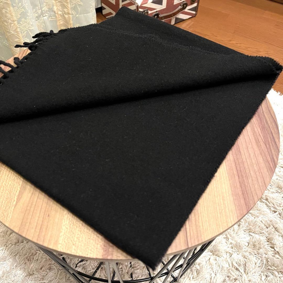 ✨良品✨ヴィヴィアンウエストウッド マフラー ロゴ刺繍 ウール フリンジ 黒色